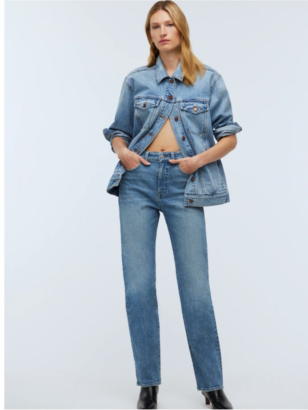 Madewell The Tall '90s Straight Jean in Rondell Wash: Crease Edition 26T NEW
